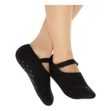 Kit 10 Meia Sapatilha Antiderrapante Preta Pilates Feminina