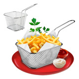 Kit 10 Mini Cestos Fritura Restaurante Porção Batata Nuggets