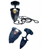 Kit 10 Mini Faca Push T Dagger Fulltang Caveira Na Bainha
