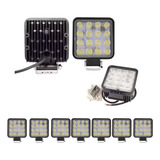 Kit 10 Mini Farol Milha 48w Quadrado 16 Led 12v 24v Universa