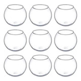 Kit 10 Mini Vaso Aquário Castiçal Redondo De Vidro 250ml
