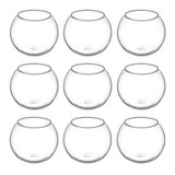 Kit 10 Mini Vaso Aquário Castiçal Redondo De Vidro 250ml