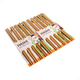Kit 10 Pares Hashi Japones Chines Oriental Bambu Lavável