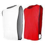 Kit 10 Pçs Colete Pp Infantil Futebol Tecido Helanquinha Cor Branco X Vermelho