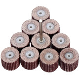 Kit 10 Pçs Roda Lixa P/ Micro Retifica Grao 180 + 1 Haste 