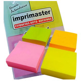 Kit 10 Pcts Bloco Adesivo Cole Fácil - 38mm X 51mm Colorido Cor Rosa Verde Amarelo Laranja