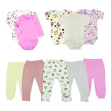 Kit 10 Peças Maternidade Roupa De Bebê Body + Mijão - Femini