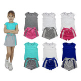Kit 10 Peças Roupa Menina 5 Camisa Japonesa + 5 Shorts Saia