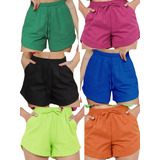 Kit 10 Peças Shortinho Linho Soltinho Feminino Cintura Alta