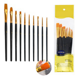 Kit 10 Pincel Para Aquarela Pintura A Óleo Acrilica