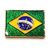 Kit 10 Pins Bótons Bandeira Do Brasil 23mm Folheados A Ouro