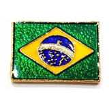 Kit 10 Pins Bótons Bandeira Do Brasil 23mm Folheados A Ouro