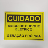 Kit 10 Placa 25x18cm Risco De Choque Geração Própria Pvc 2mm