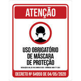 Kit 10 Placa Uso Obrigatório Máscara Proteção 27x35