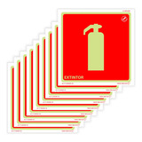 Kit 10 Placas De Extintor Fotoluminescente Certificada 20x20