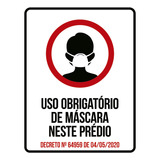 Kit 10 Placas Uso Obrigatório Máscara