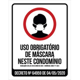 Kit 10 Placas Uso Obrigatório Máscara