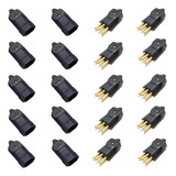 Kit 10 Plugue Macho + 10 Plug Tomada Fêmea 3 Pinos 2p+t 20a