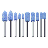 Kit 10 Ponta Montada 4 A 10mm Haste 3mm Rebolo Abrasivo Azul