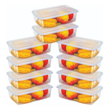 Kit 10 Potes 1 Litro Transparente Marmita Fitness Bpa Free