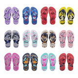 Kit 10 Pr Chinelo Infantil Estampa Menina Menino Atacado K37