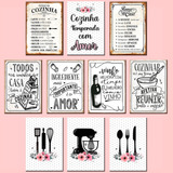 Kit 10 Quadrinho, Placas De Decoração Cozinha Regras Menu
