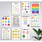 Kit 10 Quadros Pedagogicos Escola Educação Infantil 20x28cm