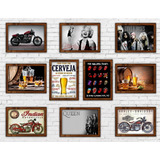 Kit 10 Quadros Vintage Bebidas, Rock Para Barzinho 32x23cm