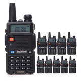 Kit 10 Rádio Comunicador Ht Dual Band Airsoft Uv-5r Fm Fone