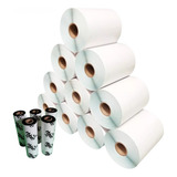 Kit 10 Rolos Etiqueta 100x150 10x15 Couche Adesiva+ 5 Ribbon
