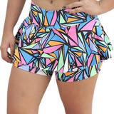 Kit 10 Short Saia Suplex Estampado Academia Fitness Plussize
