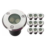 Kit 10 Spot Balizador Luminária Led Piso Chão Deck 3000k 3w