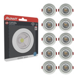Kit 10 Spot Led Cob 5w Dicróica Direcionável Redondo Embutir