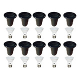 Kit 10 Spot Projetor Embutir Chão Piso + Led 7w Par20 3000k