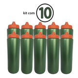 Kit 10 Squeeze Tipo Gatorade 1lt Rythmoon Liso Verde/laranja