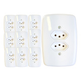 Kit 10 Tomada Dupla 10a 2p+t 4x2 250v Branca Tomadas