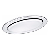 Kit 10 Travessa Bandeja 25cm Aço Inox Porção Bar Oval Batata