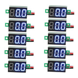 Kit 10 Unidades Mini Voltímetro Digital 3 Fios Led 0-100v