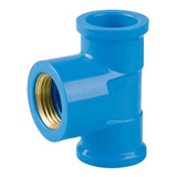 Kit 10 Unidades Tee Azul Bucha Latão Reducao 3/4 X 1/2