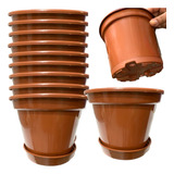 Kit 10 Vasos Redondo Pote 15 = 1 L + 10 Prato 11cm 