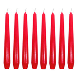 Kit 10 Velas Castiçal Vermelha Lisa 20 Cm Namorados Natal