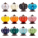 Kit 10 X Puxador Gaveta Cerâmica Abóbora Porcelana Armário Cozinha Móvel Rústico Colonial Provençal - Branco A11