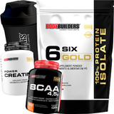 Kit 100% Whey Protein Isolado 2kg + Creatina + Bcaa + Shaker Sabor Baunilha