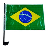 Kit 100 Bandeira Brasil Média Haste Copa Olímpiadas 30x40cm 