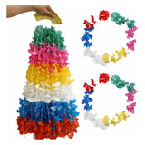 Kit 100 Colar Havaiano Colorido Para Festa Carnaval Fantasia