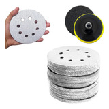Kit 100 Disco Lixa Velcro Branco 150mm Grão 60/150 + 2 Base