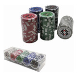 Kit 100 Fichas De Poker Holográficas Em Metal E Plástico