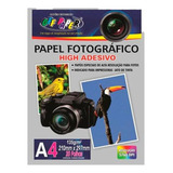 Kit 100 Folhas Papel Foto Glossy Adesivo Á Prova D Agua 135g