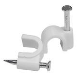 Kit 100 Grampo Fixa Fio P/ Cabo Coaxial Miguelão 6mm Branco