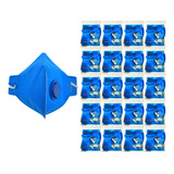 Kit 100 Máscara Respirador Pff2 Com Válvula Tipo N95 Azul